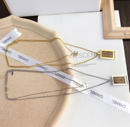 X012   Women's titanium steel double black square necklace jewelry