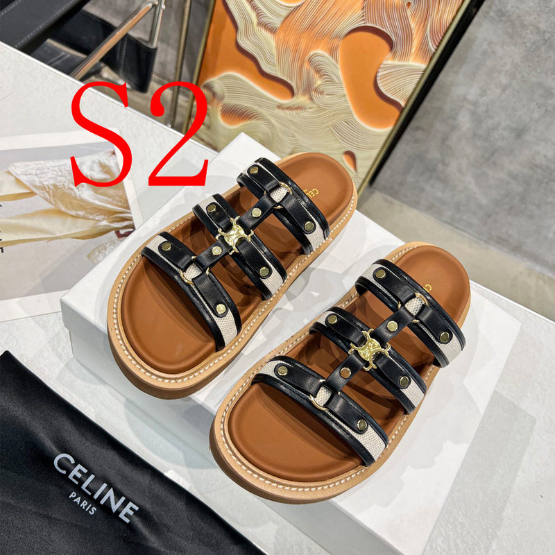 MBCS10 Leather Slippers Size 35-41 Shoes with Box