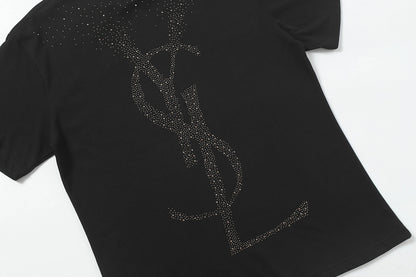 SLC1 New women's high-quality full diamond T-shirt top clothing