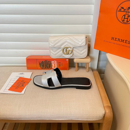 MJHS7 Leather slippers Women shoes 35-42 With box