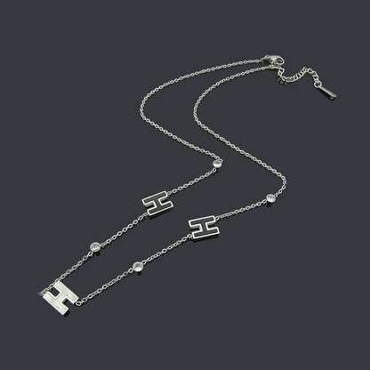 HN01   Letter Shell Stainless Steel Necklace Jewelry