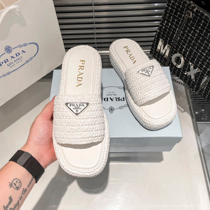 MJPS11 Leather Women High quality Slippers 35-41 shoes With box