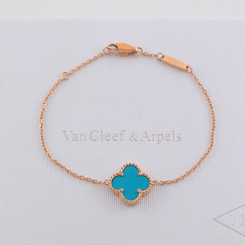 VAB1 4 Clover Bracelet single flower steel braceletabout 17cm+4cm extra   Jewelry