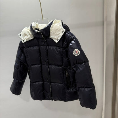 043027   Children's checkered short color blocked short down jacket, thickened children's  kids  clothing