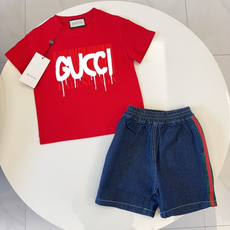 TGUC02 Boys and girls' pure cotton summer short sleeved top T-shirt Clothing