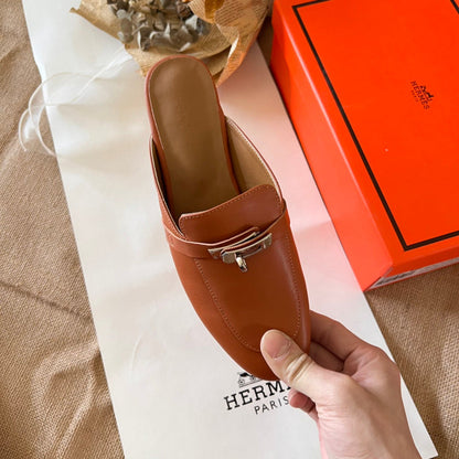 MJHS18 Leather Women Slipper Size 35-42 Shoes with box