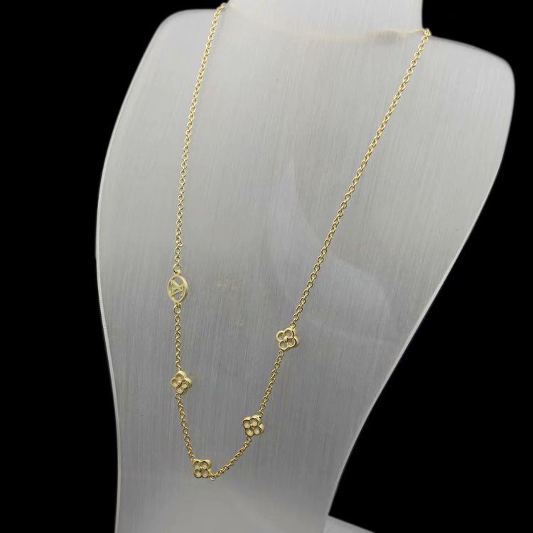 LN25 316L steel gold plated L*V necklace high quality jewelry