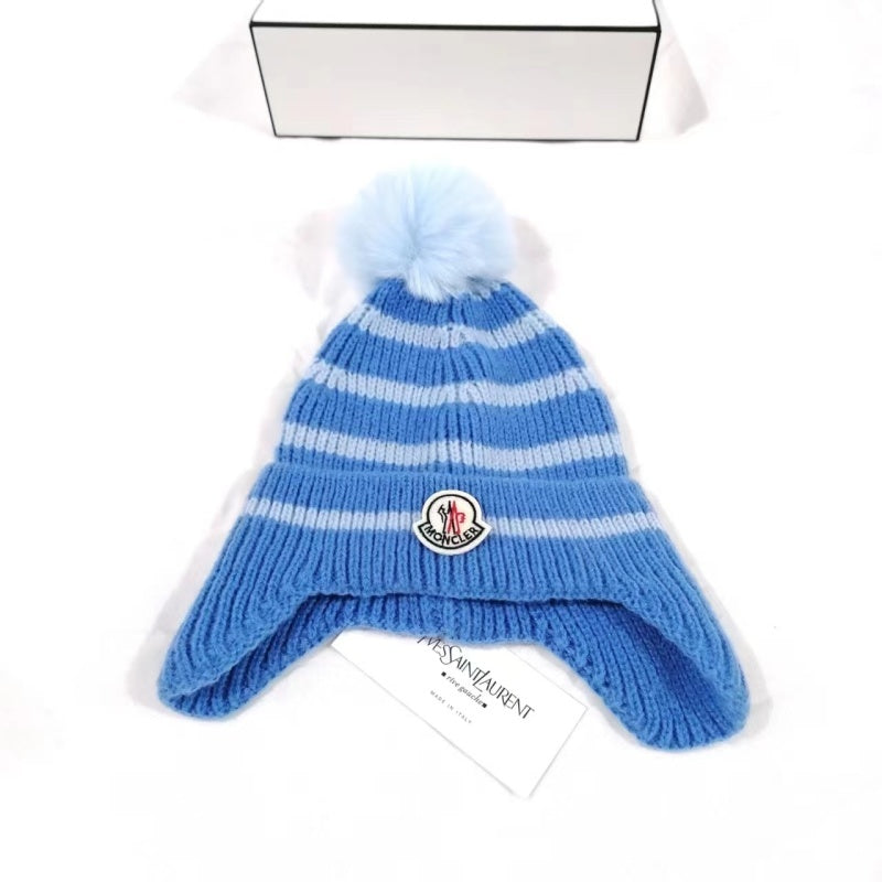 PMOH5   Children's ear protection striped knitted hat