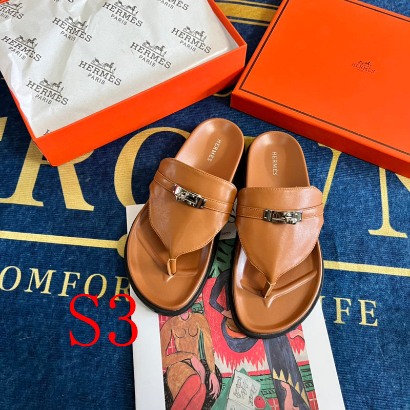 MJHS14 Leather slippers Women shoes 35-42 With box