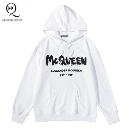 MOC37  Men's and women's classic letter logo printed hooded sweatshirt