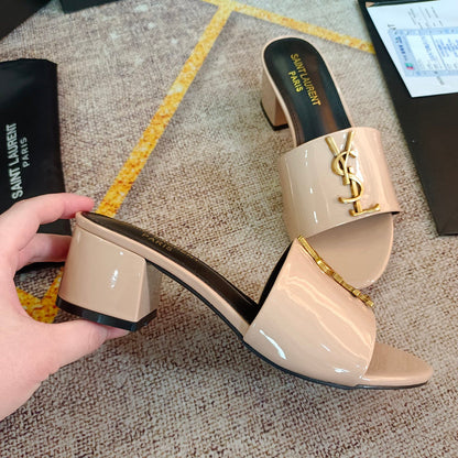 MJYS3 Leather 6.0CM Slippers Size 35-42 Shoes with Box