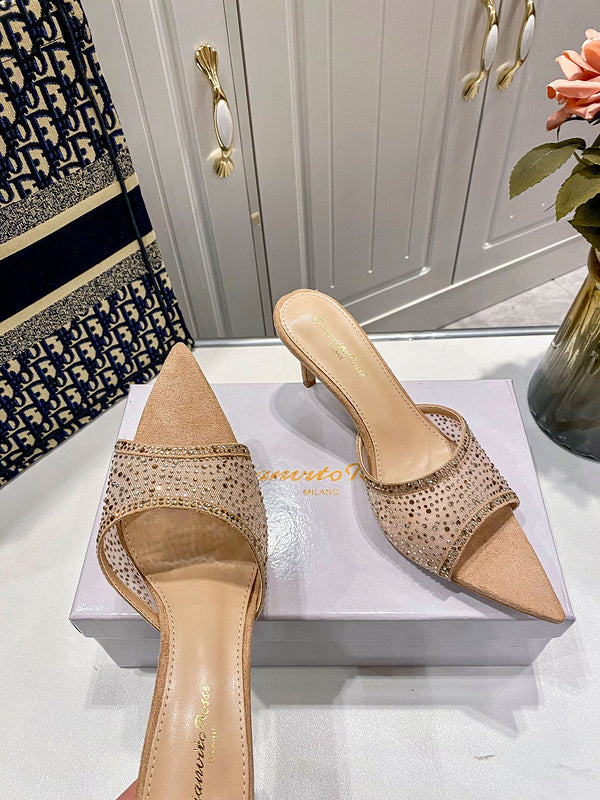 MBGS1 Leather 7.5CM 10CM Slippers Size 35-41 Shoes with Box