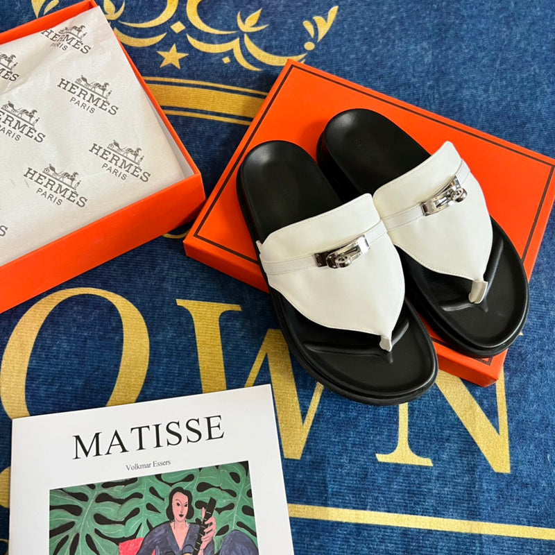 MJHS14 Leather slippers Women shoes 35-42 With box