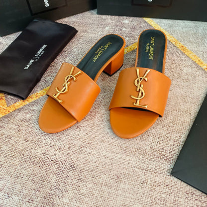 MJYS3 Leather 6.0CM Slippers Size 35-42 Shoes with Box