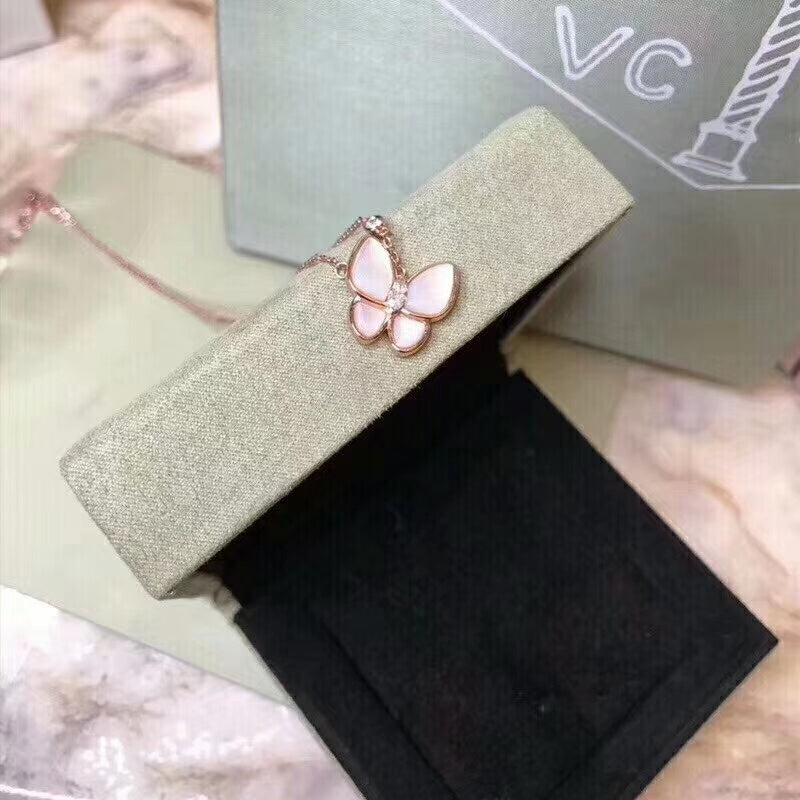 AVSN8   Women's butterfly white fritillary necklace jewelry