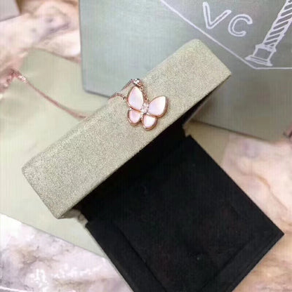 AVSN8   Women's butterfly white fritillary necklace jewelry