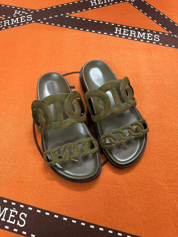 MJHS16 Leather Women Slipper Size 35-42 Shoes with box