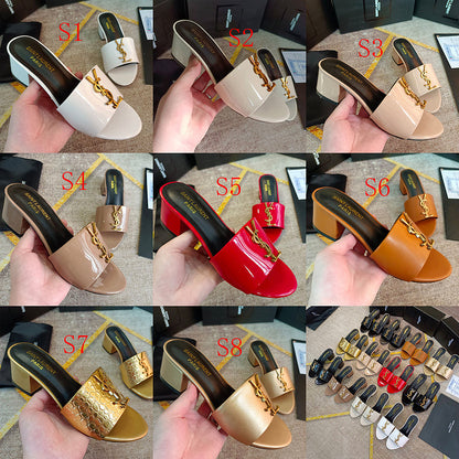 MJYS3 Leather 6.0CM Slippers Size 35-42 Shoes with Box