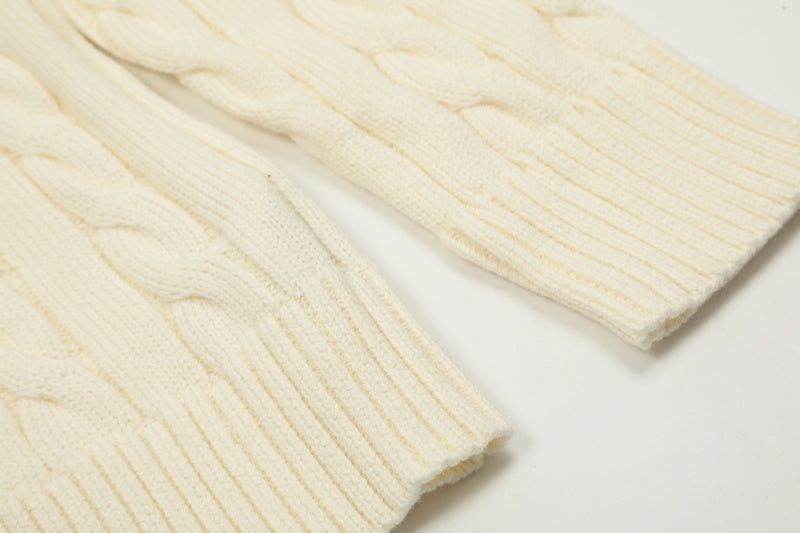 LFC18 New high-quality men's and women's ruff half zip solid pony embroidery logo Fried Dough Twists knitting sweater Clothing