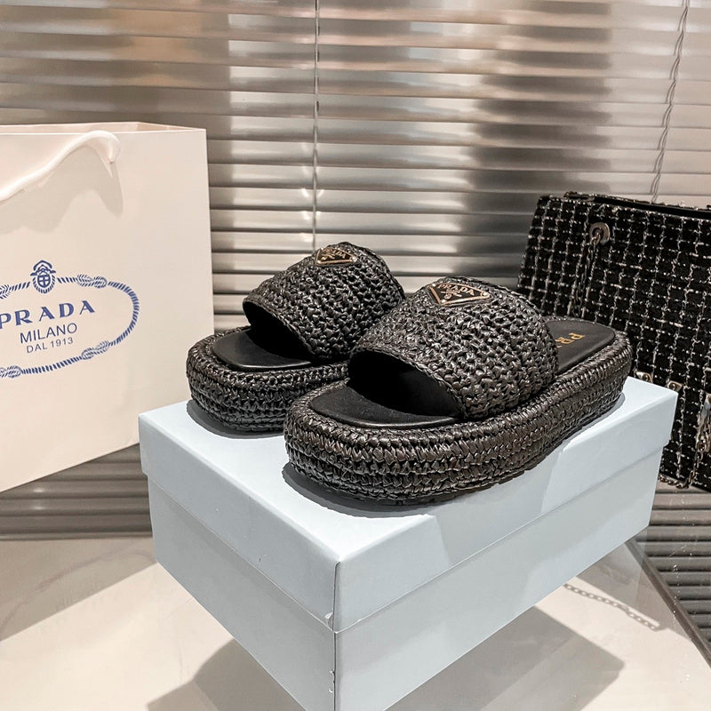 MJPS11 Leather Women High quality Slippers 35-41 shoes With box