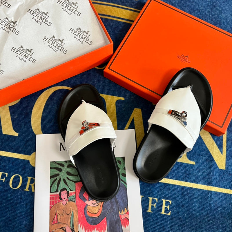 MJHS14 Leather slippers Women shoes 35-42 With box