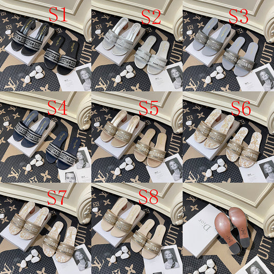 MJDS01 Women slipper Leather Shoes 35-42 with box