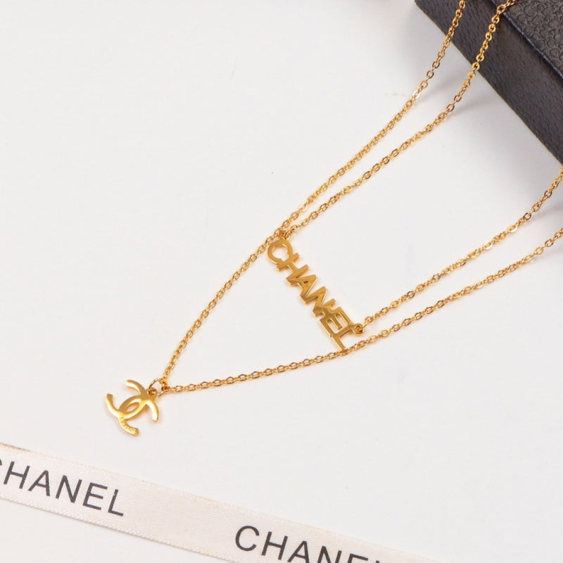 CHN55 316L Steel Gold Plated CC Necklace High Quality Jewelry