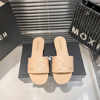 MJCS08 Leather slippers Women shoes 35-40 With box