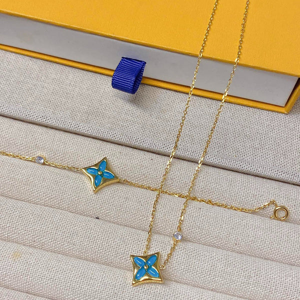 X674  Women's Titanium Steel Necklace Bracelet Set Jewelry