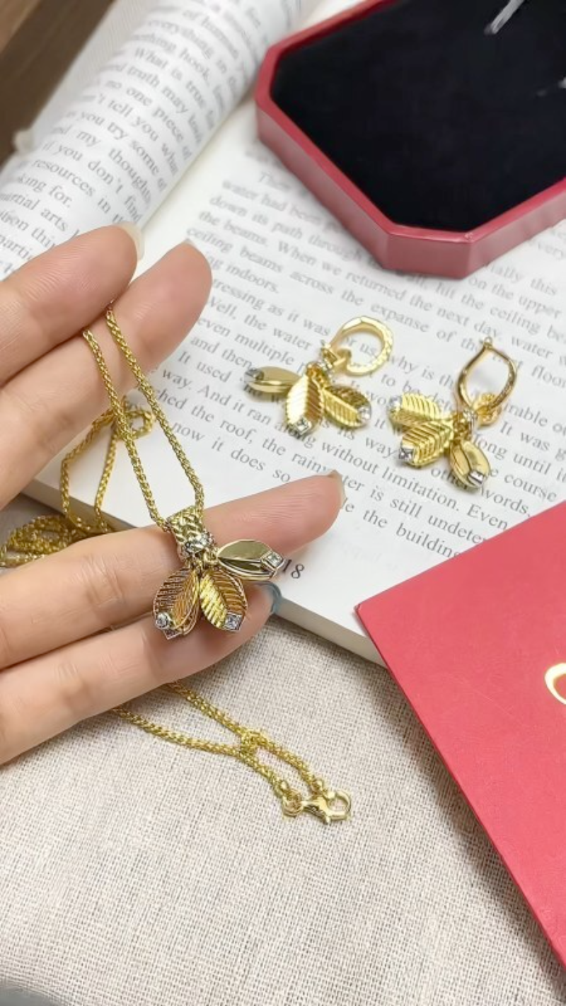 X709   Women's coffee bean necklace, earring set jewelry