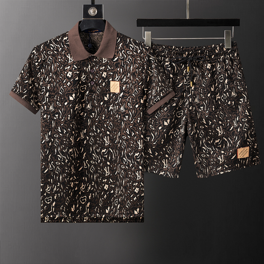 LVC038 New men's short sleeved polo top+shorts clothing