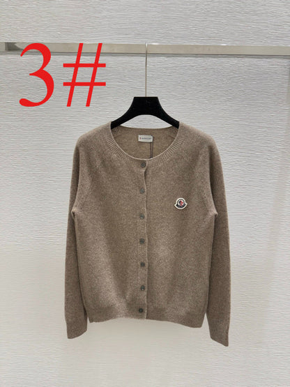 MOC52  Women's solid color round neck knitted long sleeved cardigan clother