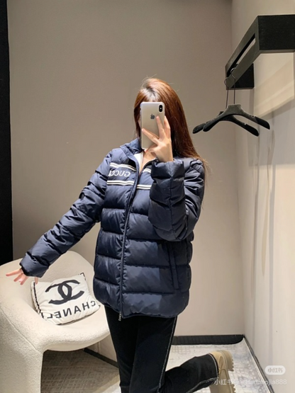 109830  New striped glossy down jacket Top quliaty 1:1 clothing