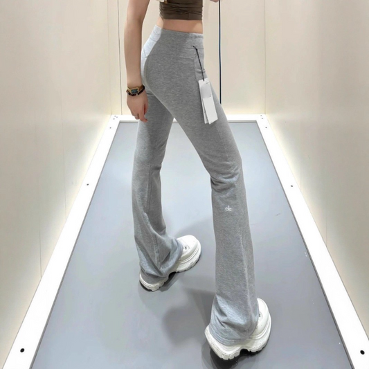 PALP3 Women's summer slim fit fashionable leg tag micro flared pants casual slimming versatile yoga sports long pants