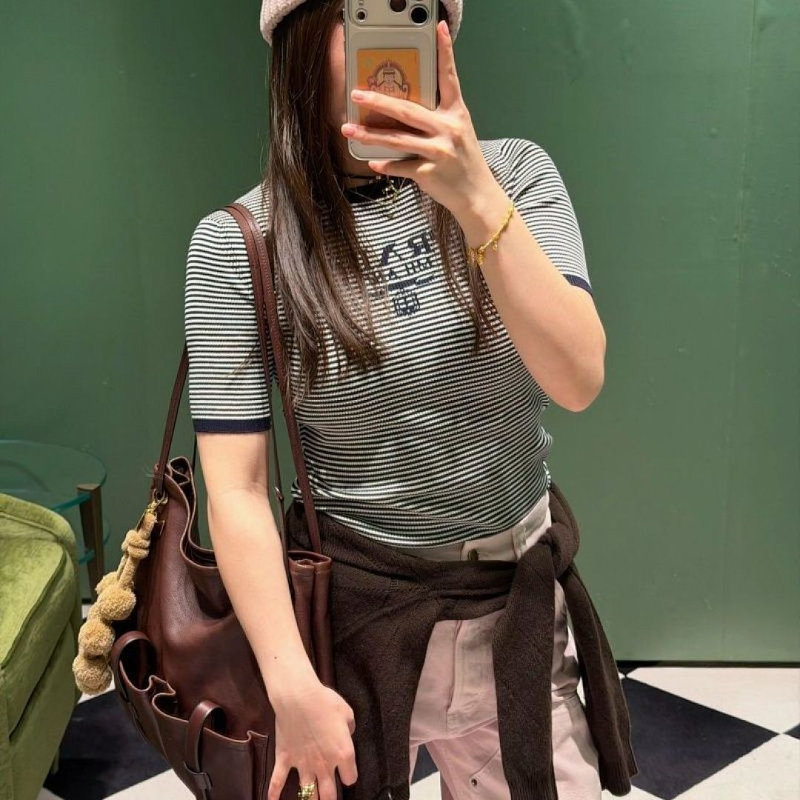 PRC80 New women's summer T-shirt knitted ice silk fabric clothes