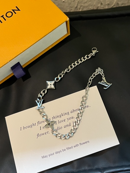 X713  Men's and women's titanium steel necklace and bracelet set jewelry