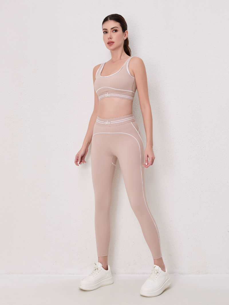 alo5110 High Waist Butt Lifting Yoga Set with Seamless Leggings and Sports Bra for Women Workout Gym Fitness