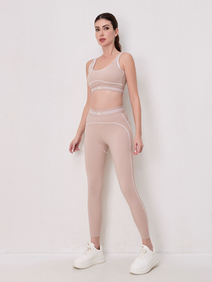 alo5110 High Waist Butt Lifting Yoga Set with Seamless Leggings and Sports Bra for Women Workout Gym Fitness