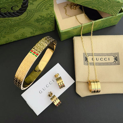 A971  Women's necklace, bracelet, stud earrings set jewelry