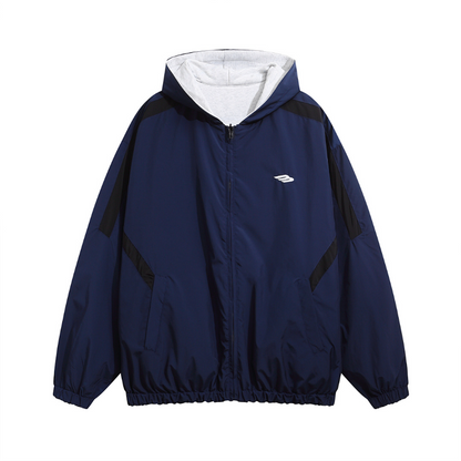 BAC105 New men's and women's autumn and winter double-sided hooded jackets, knitted hoodies, flower gray front and back assault jackets, windproof jackets, clothing