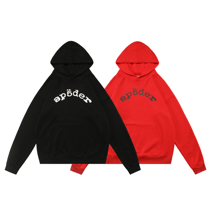 SPC13 New men's and women's autumn and winter pure cotton looped fabric zipper jacket hoodie, full body hot diamond style clothing