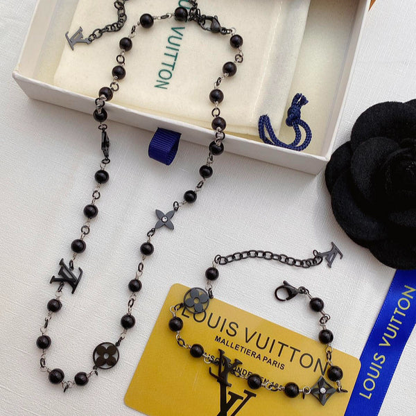 X678 Men's Titanium Steel Necklace Bracelet Set Jewelry