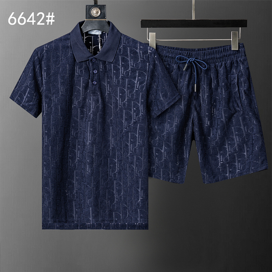 DIC142  New men's short sleeved polo top+shorts clothing