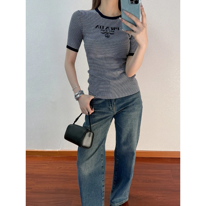 PRC80 New women's summer T-shirt knitted ice silk fabric clothes