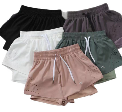 zalo015  Women's loose, thin, anti glare running, fitness, outdoor yoga, fake two-piece pants clothing