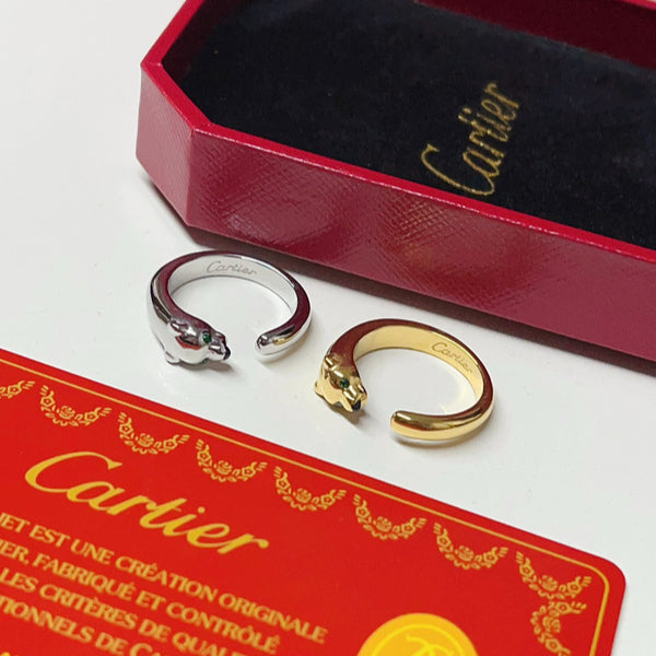 J142  Men's and women's titanium steel cheetah ring jewelry