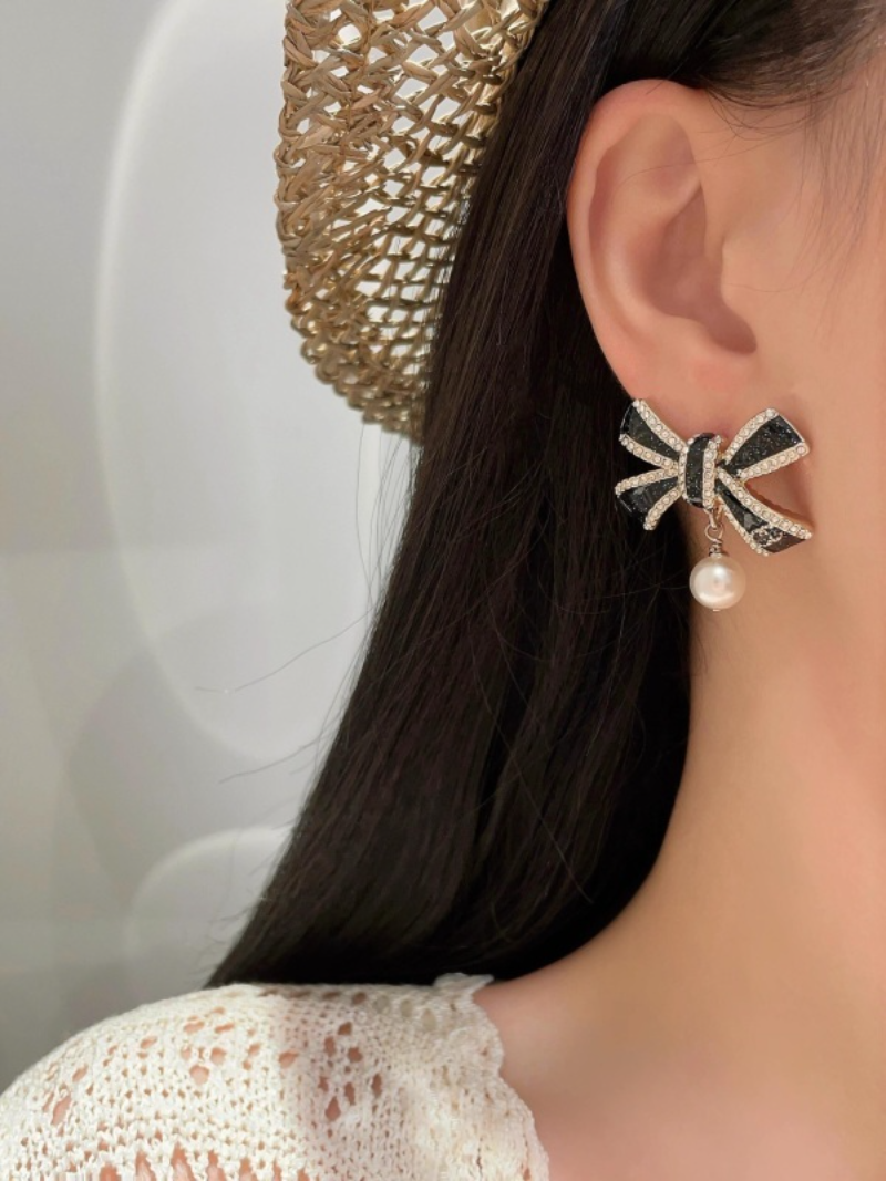 A1212  Women's Butterfly Knot Pearl Earrings Jewelry