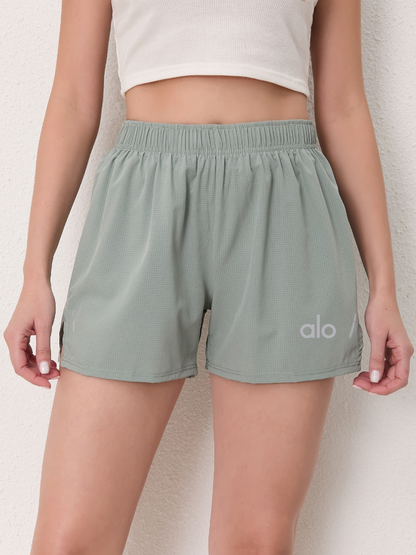 zalo067   Women's training and fitness shorts, running pants with inner lining and anti glare three quarter pants with pockets, clothing