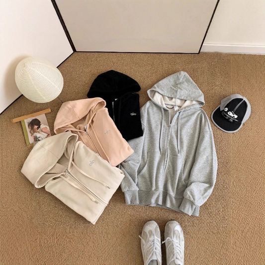 PALC13   Women's Loose Zip-up Hoodie Jacket for Yoga, Sports and Daily Wear clother