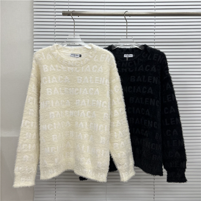 BAC12  Autumn and winter new high-quality men's and women's fashion autumn and winter new plush round neck sweater clothing